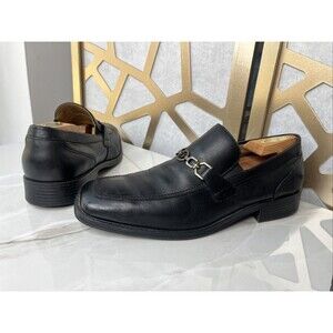 DONALD J. PLINER Men Sz 10 M Black LEATHER KOLLE 21 BIT LOAFERS Slip On Shoes